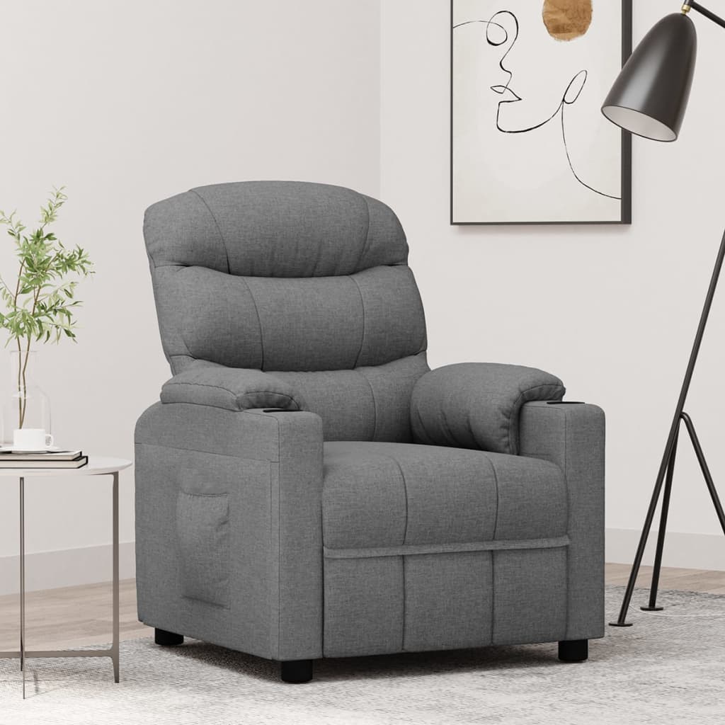 Recliner Chair Light Grey Fabric Hapyx