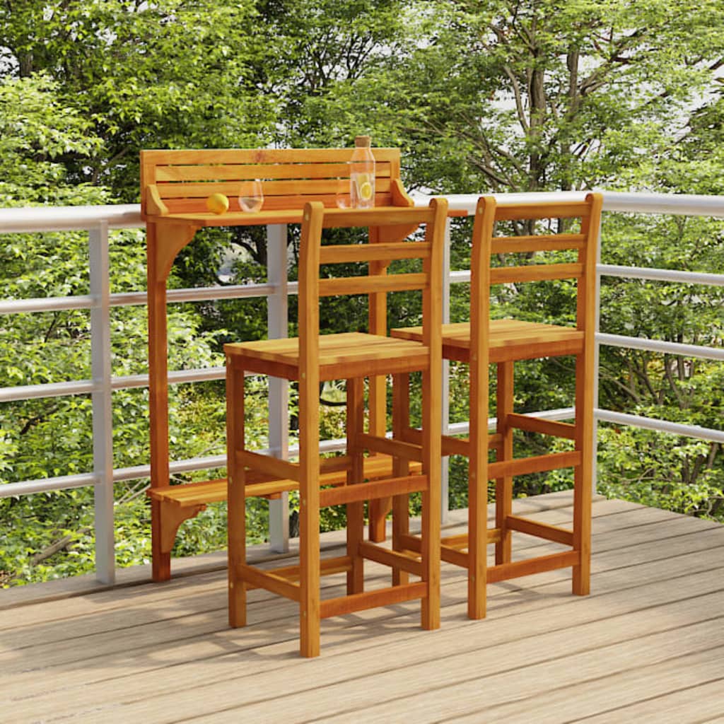 vidaXL 3dílný balkonový barový set masivní akáciové dřevo