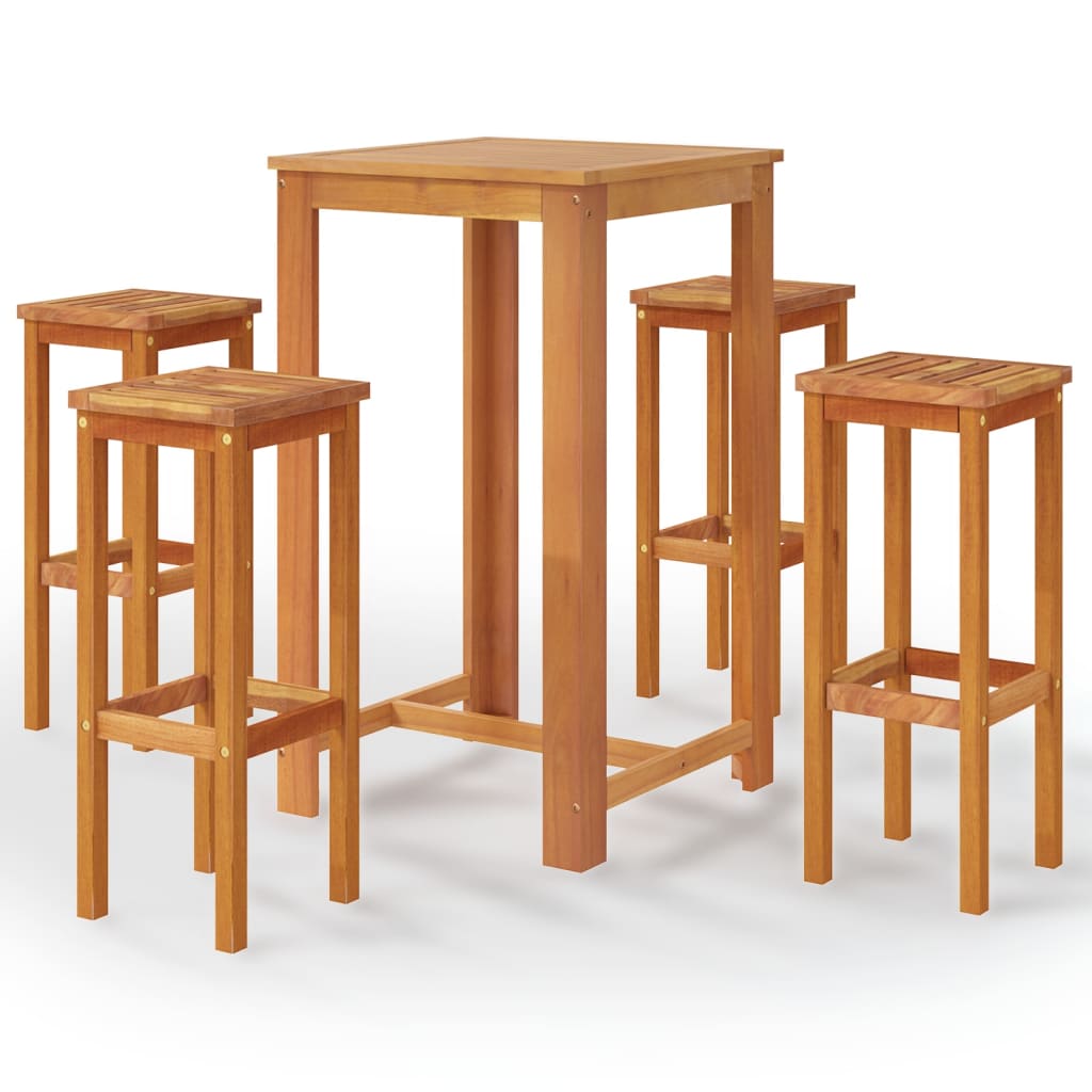 

vidaXL 5 Piece Patio Bar Set Solid Acacia Wood