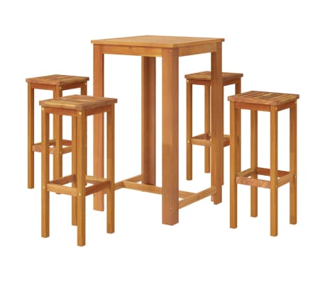 vidaXL 5 Piece Patio Bar Set Solid Acacia Wood