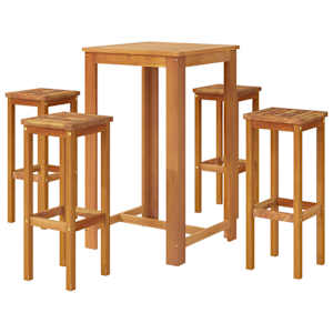 vidaXL Градински бар комплект от 5 части, акация масив