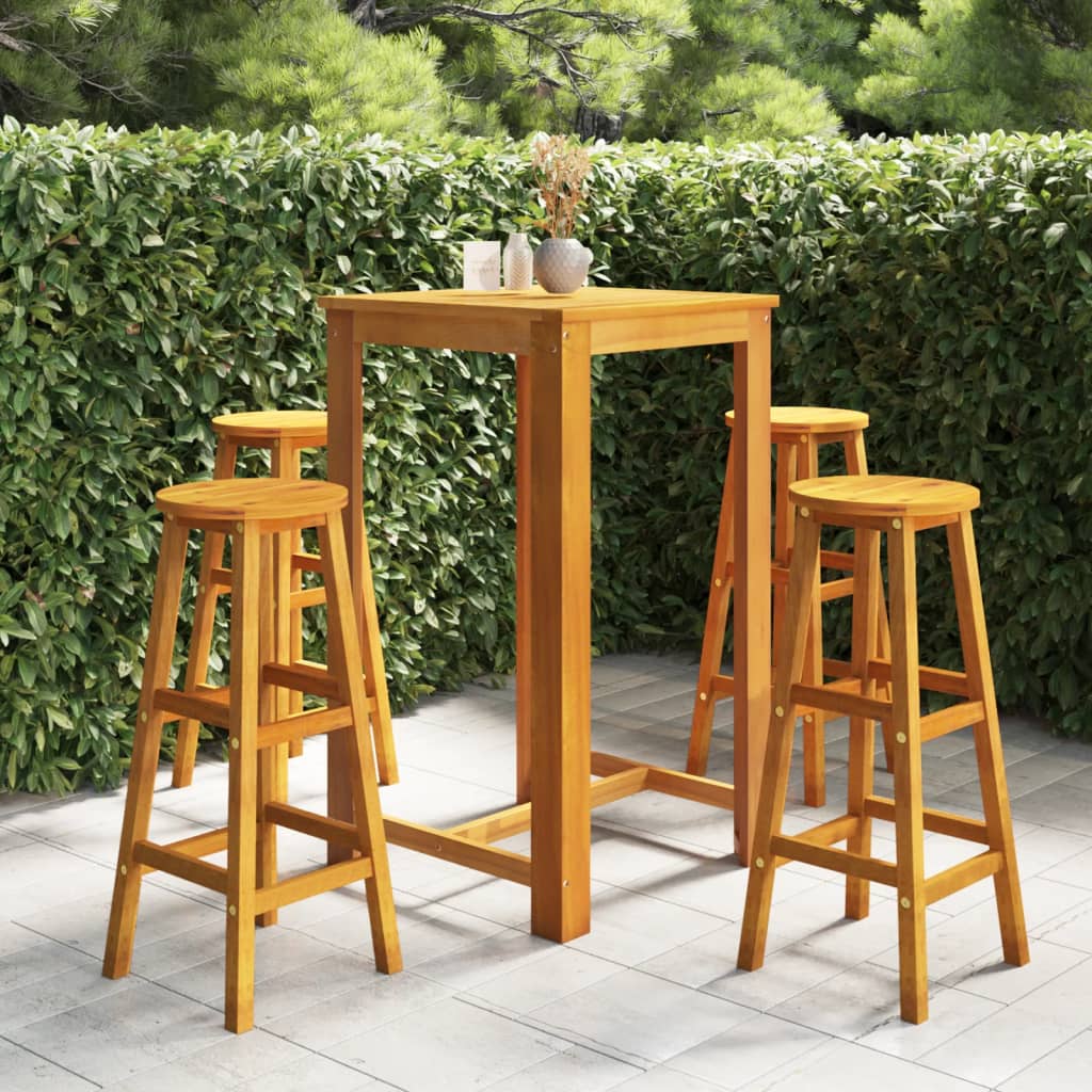 Ensemble de bar de jardin 5 pcs Bois d'acacia solide