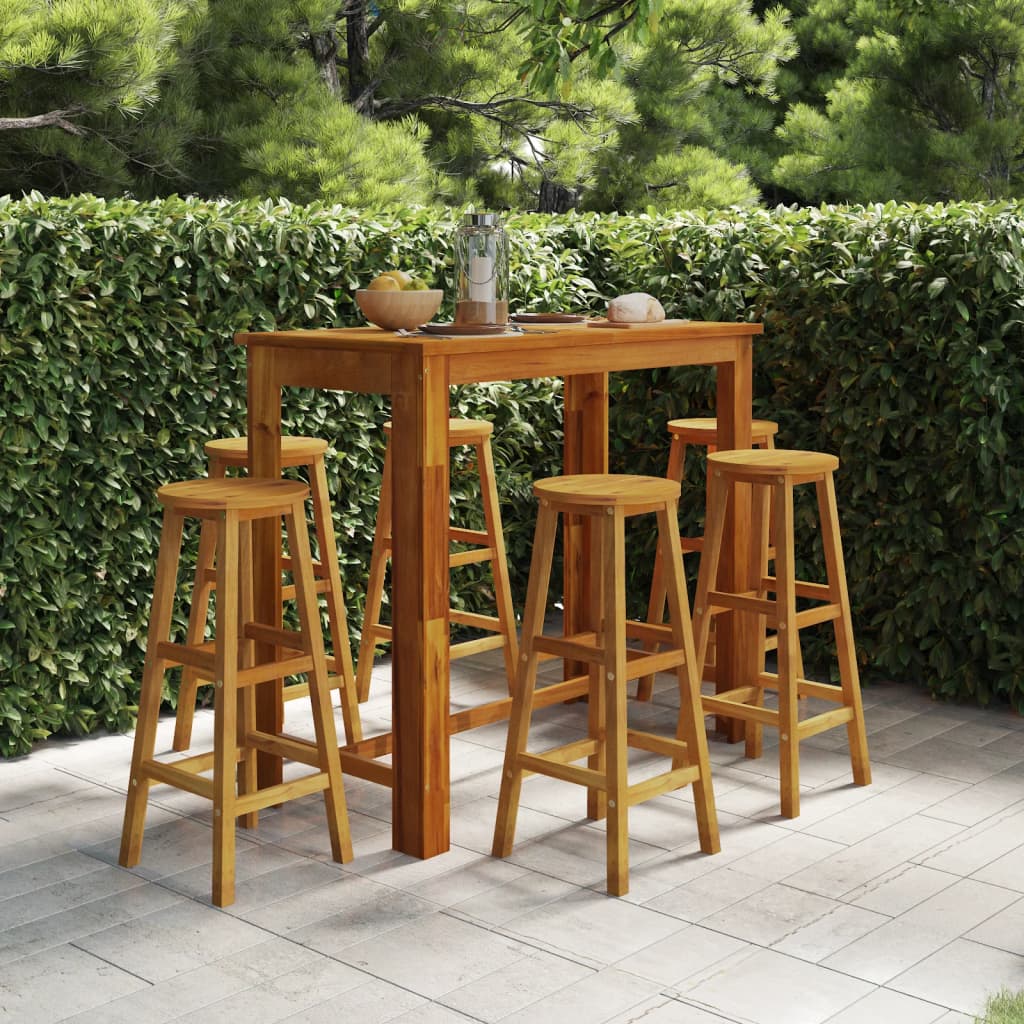 vida XL 7-tlg. Gartenbar-Set Massivholz Akazie