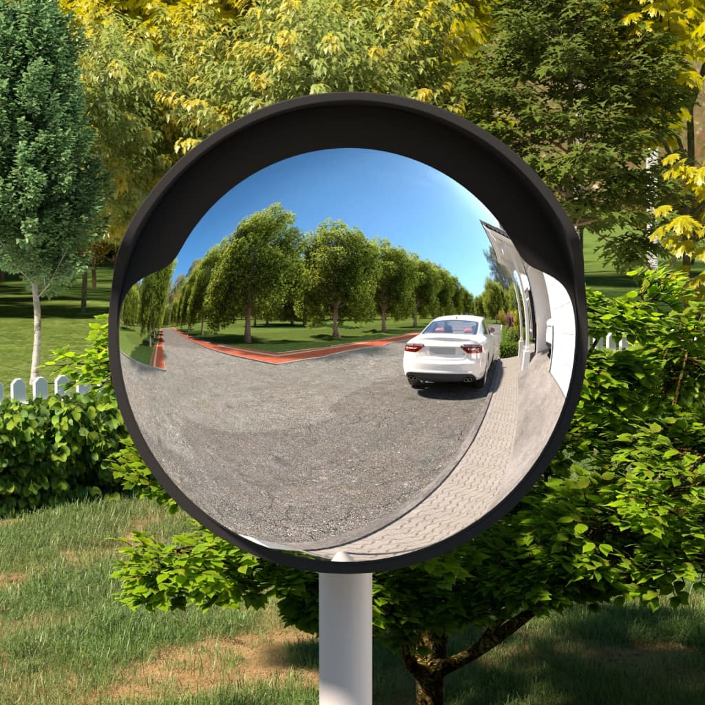 Oglindă de trafic convexă exterior, negru, Ø45 cm, policarbonat