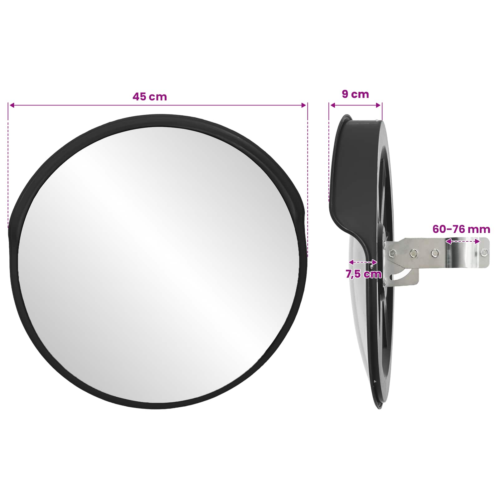 Ulkokäyttöön tarkoitettu kupera liikennepeili musta Ø45 cm polykarbonaatti - Image 7
