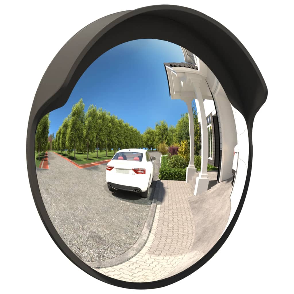  Vonkajšie konvexné dopravné zrkadlo čierne Ø60 cm polykarbonát