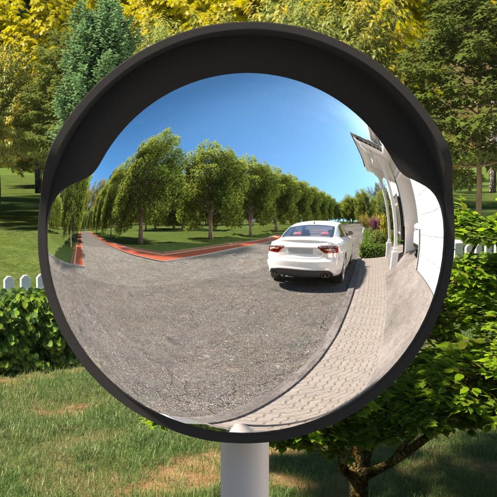 vidaXL Oglindă de trafic convexă exterior, negru, Ø60 cm, policarbonat