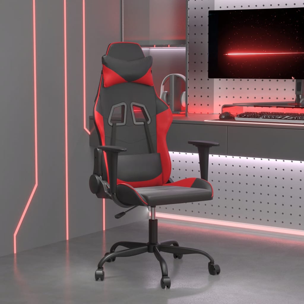vidaXL Gamingstol med massage svart och r&ouml;d konstl&auml;der