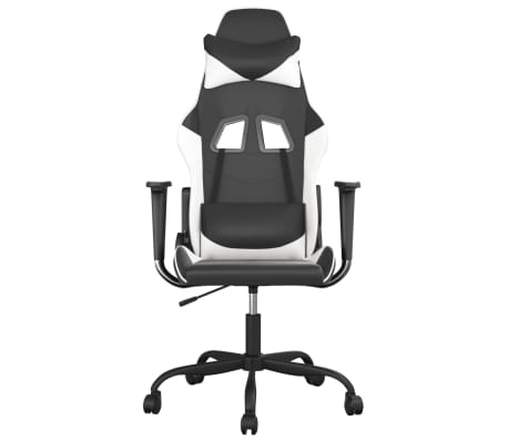 vidaXL Massage gamestoel kunstleer zwart en wit