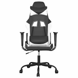 vidaXL Massage gamestoel kunstleer zwart en wit