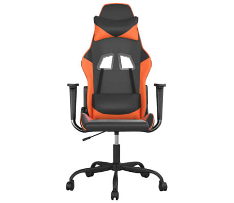 vidaXL Massage gamestoel kunstleer zwart en oranje