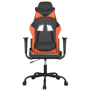 vidaXL Massage gamestoel kunstleer zwart en oranje
