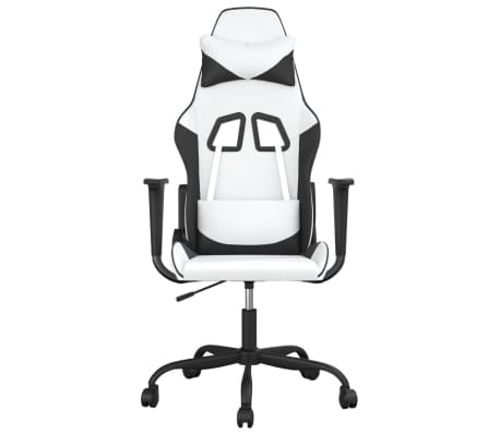 vidaXL Καρέκλα Gaming Μασάζ Λευκό/Μαύρο από Συνθετικό Δέρμα