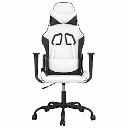 vidaXL Chaise de jeu de massage Blanc et noir Similicuir