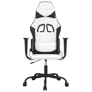 vidaXL Καρέκλα Gaming Μασάζ Λευκό/Μαύρο από Συνθετικό Δέρμα
