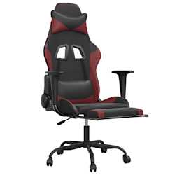 vidaXL Chaise de jeu de massage repose-pied Noir&Bordeaux Similicuir