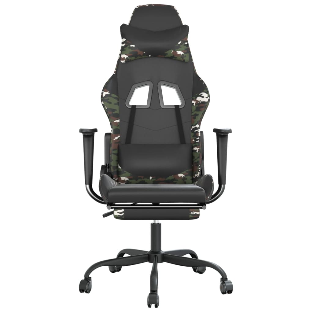 masāžas datorspēļu krēsls, melna un kamuflāžas mākslīgā āda | Stepinfit.lv