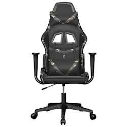 vidaXL Cadeira gaming massagens couro artificial preto e camuflagem