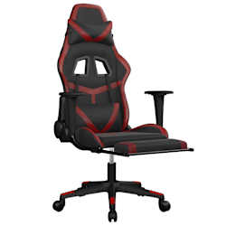 vidaXL Chaise de jeu de massage repose-pied Noir&Bordeaux Similicuir