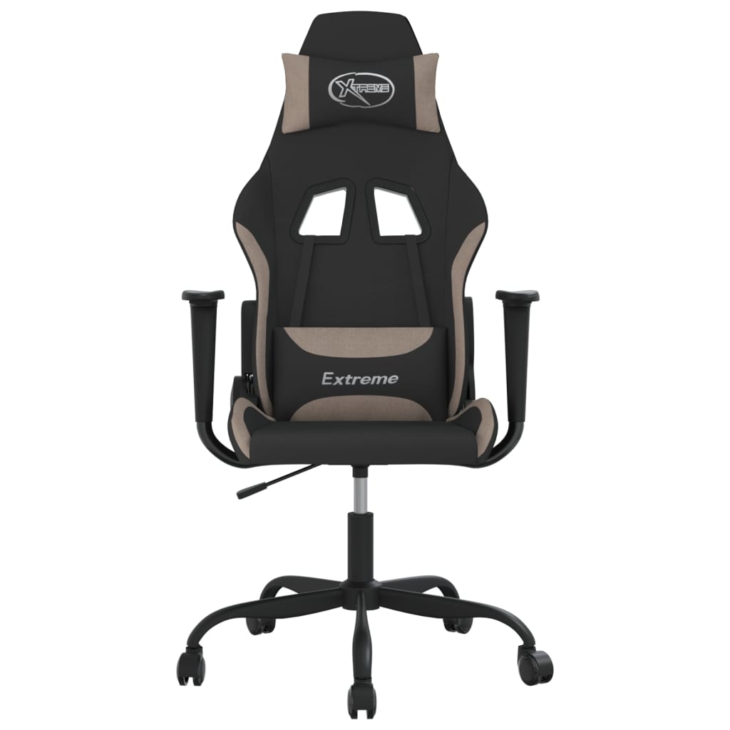 vidaXL Massage gamestoel stof zwart en taupe