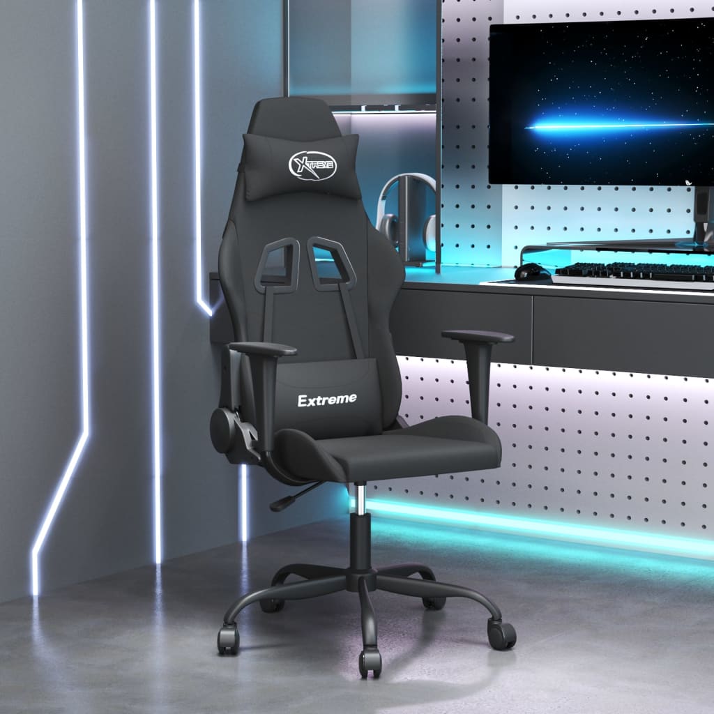 vidaXL Gaming-Stuhl mit Massagefunktion Schwarz Stoff