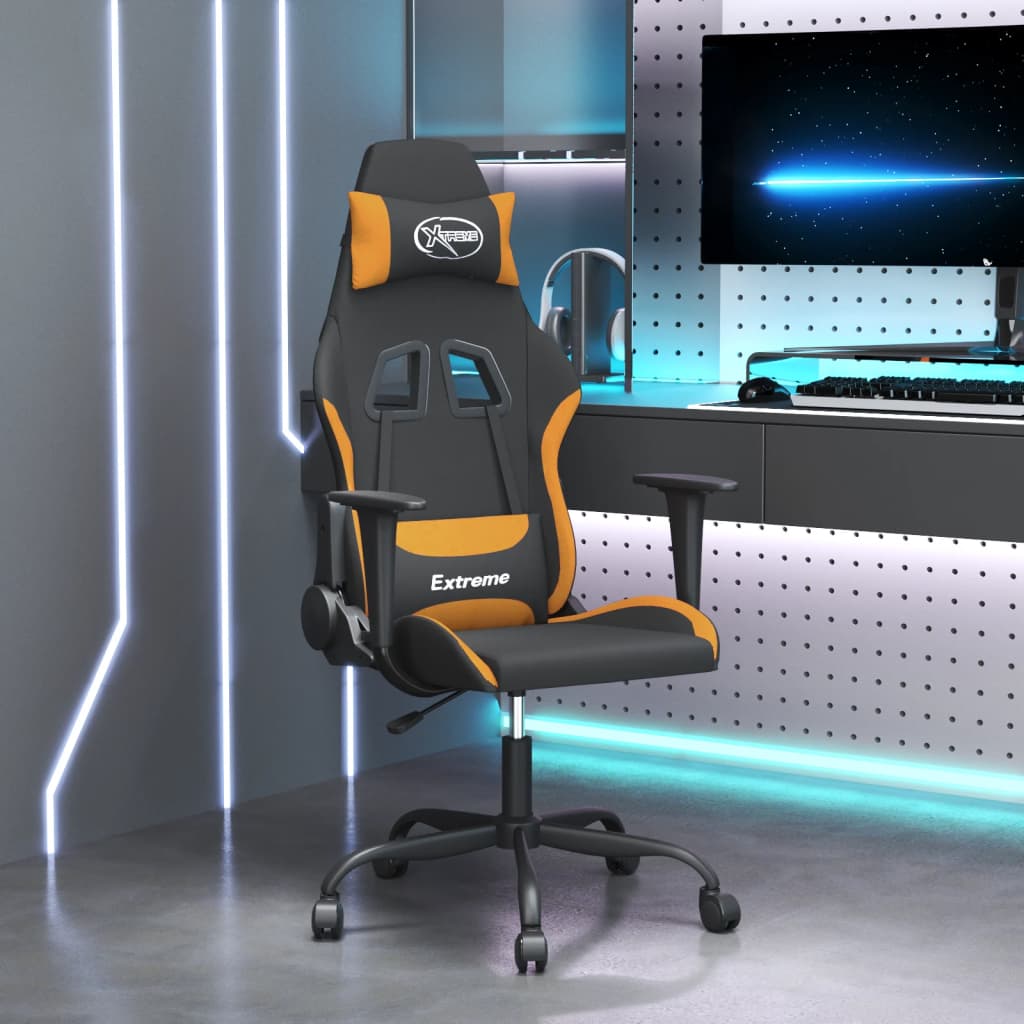 Vidaxl Scaun De Gaming Cu Masaj, Negru Si Portocaliu, Textil