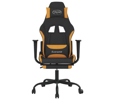 vidaXL Massage Gaming Chair with Footrest Black and Orange Fabric