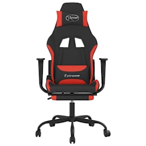 vidaXL Καρέκλα Μασάζ Gaming Μαύρο και Κόκκινη Ύφασμα με Υποπόδιο