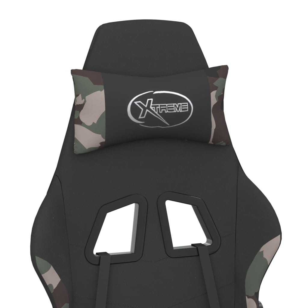 masāžas datorspēļu krēsls, kāju balsts, melns/kamuflāžas audums | Stepinfit.lv