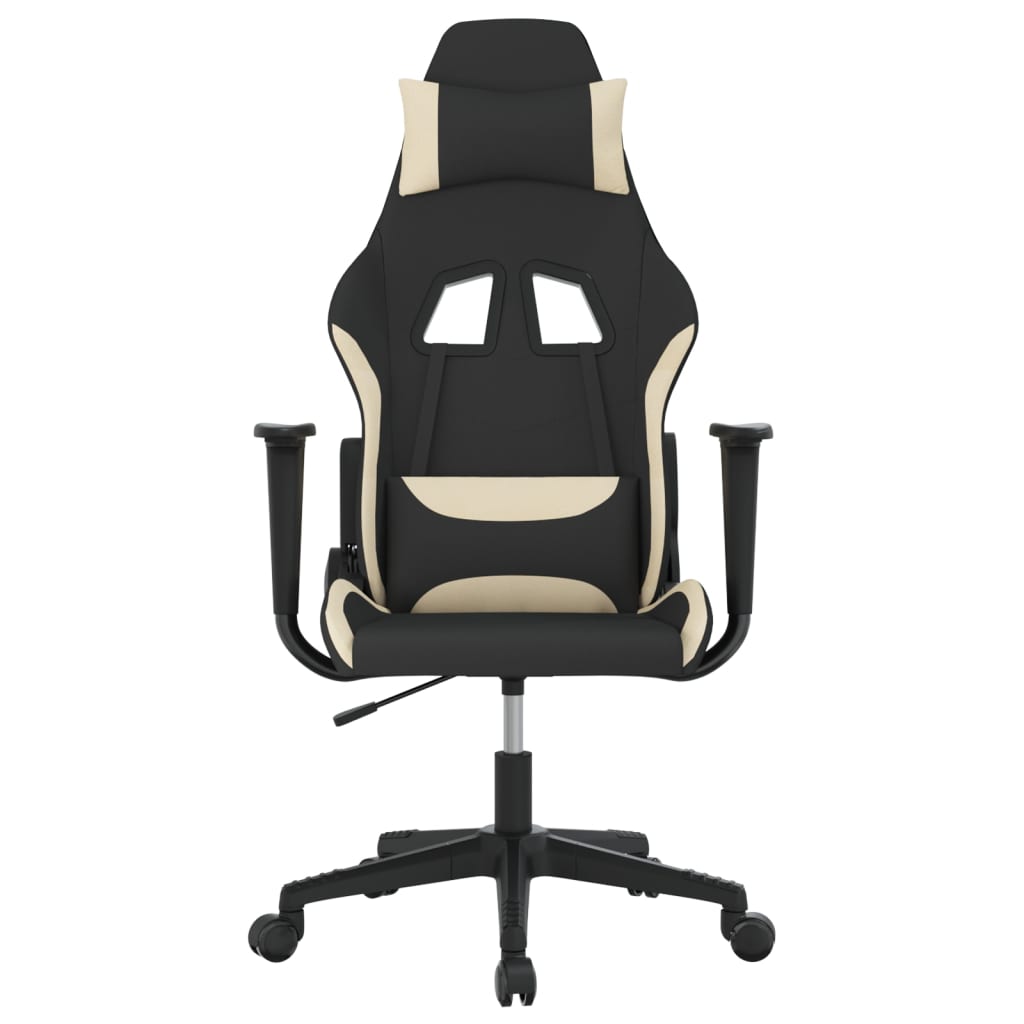 vidaXL Masážní herní židle černá a krémová textil