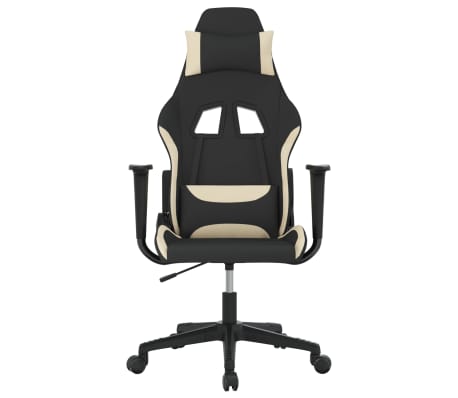 vidaXL Scaun de gaming cu masaj, negru și crem, material textil