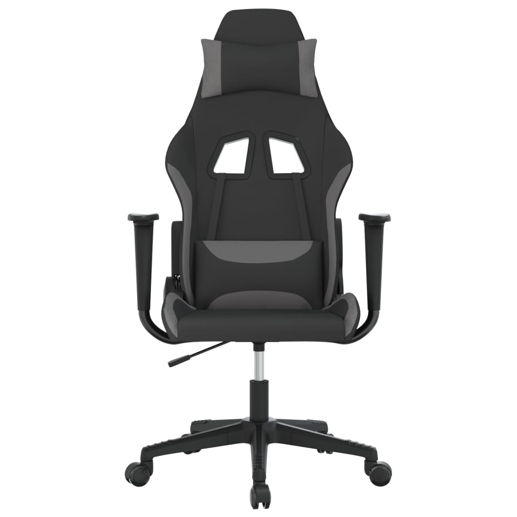 vidaXL Masážní herní židle černá a světle šedá textil