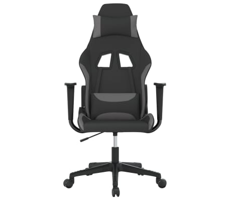 vidaXL Masážní herní židle černá a světle šedá textil