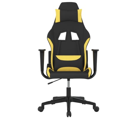 vidaXL Cadeira gaming de massagens tecido preto e amarelo