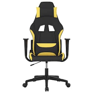vidaXL Καρέκλα Μασάζ Gaming Μαύρη και Κίτρινη Υφασμάτινη