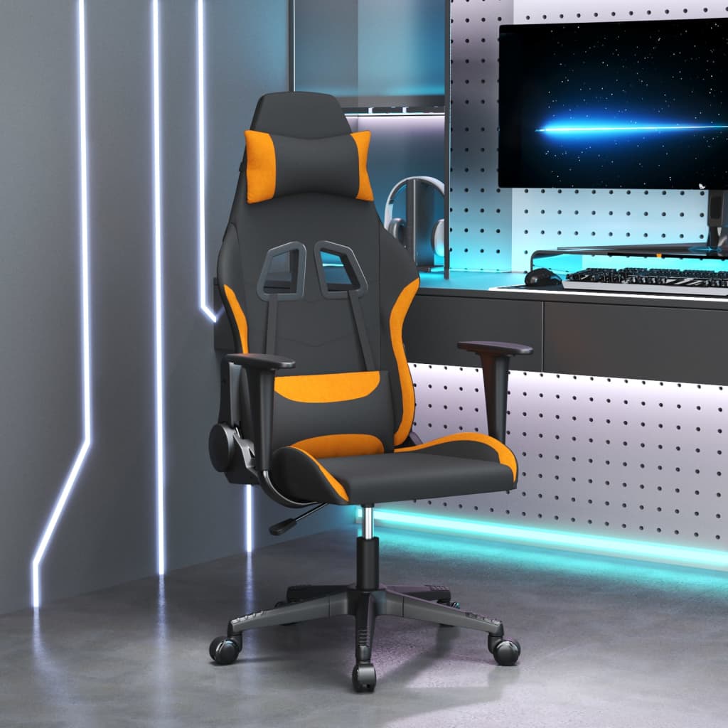 Petrashop  Masážní herní židle černá a oranžová textil