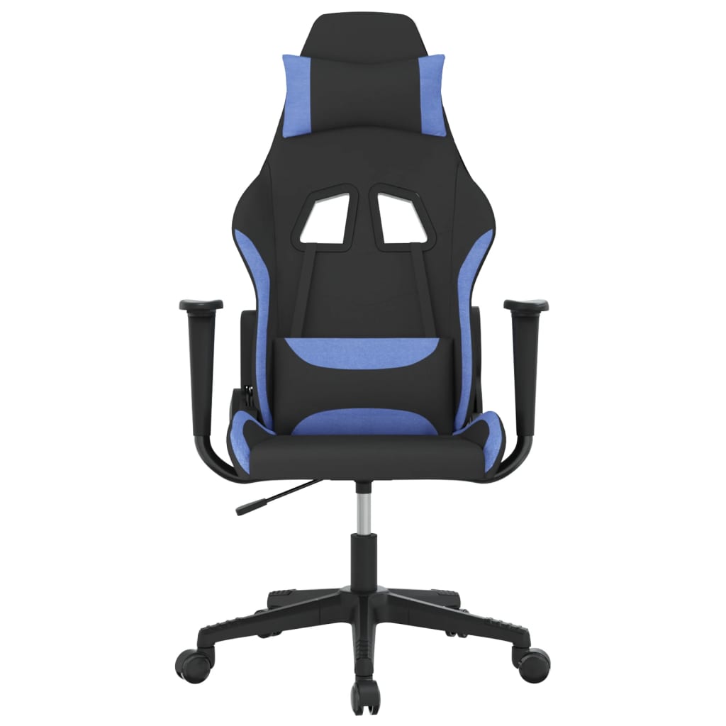 vidaXL Massage gamestoel stof zwart en blauw