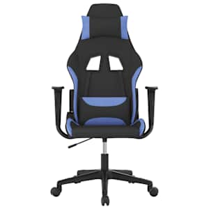 Masážní herní židle černá a modrá textil - obrázek 3
