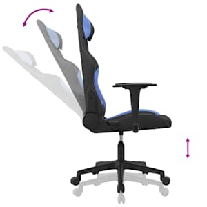 Masážní herní židle černá a modrá textil - obrázek 6