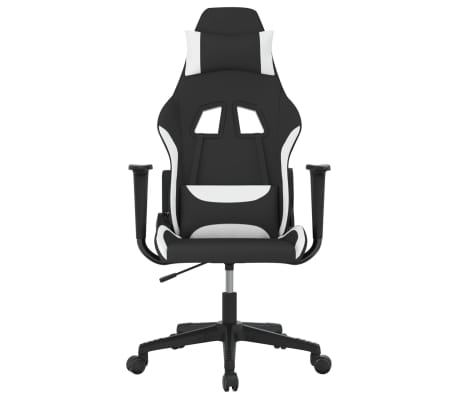 vidaXL Masážní herní židle černá a bílá textil