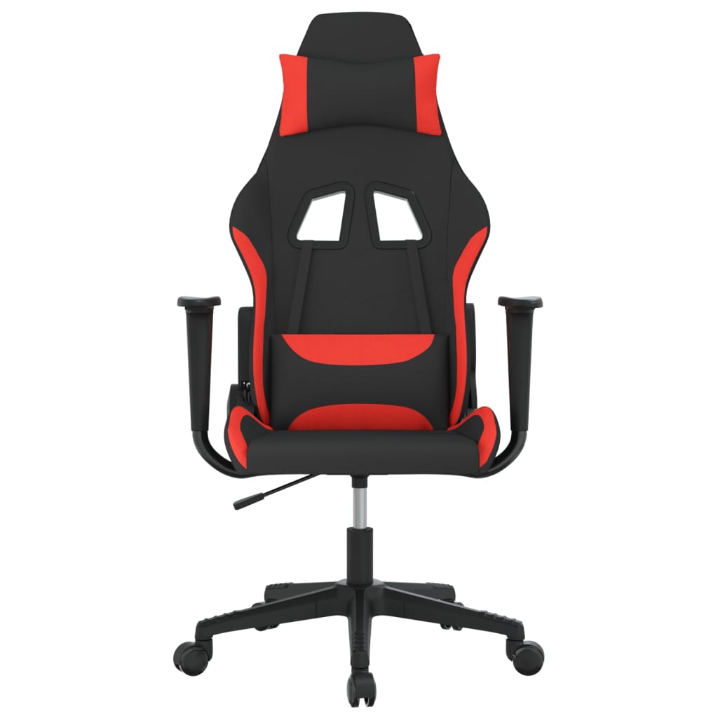 vidaXL Fotel gamingowy, z masażem, czarno-czerwony, tkanina