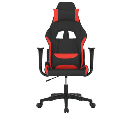 vidaXL Silla gaming de masaje tela negro y rojo