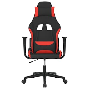 vidaXL Silla gaming de masaje tela negro y rojo