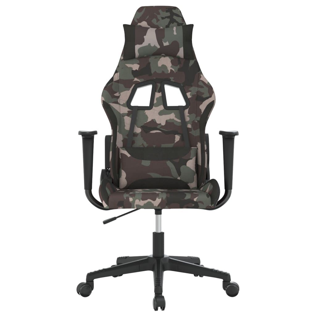 vidaXL Masážní herní židle černá a maskáčová textil