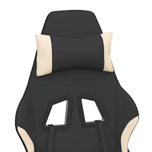 Masážní herní židle s podnožkou černá a krémová textil - obrázek 8