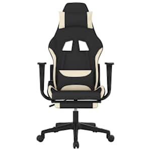 vidaXL Chaise de jeu de massage avec repose-pied Noir et cr&egrave;me Tissu