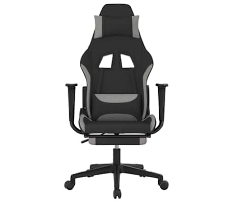 vidaXL Chaise de jeu de massage repose-pied Noir et gris clair Tissu