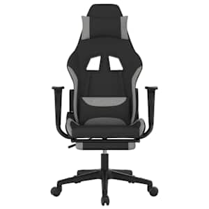 vidaXL Chaise de jeu de massage repose-pied Noir et gris clair Tissu