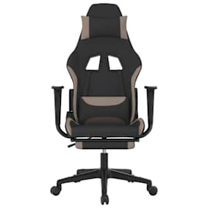 Masážní herní židle s podnožkou černá a taupe textil - obrázek 4