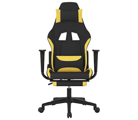 vidaXL Massage gamestoel met voetensteun stof zwart en geel